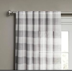 Threshold 108"x54" Plaid Light Filtering Window Curtain ONE Panel Gray / White